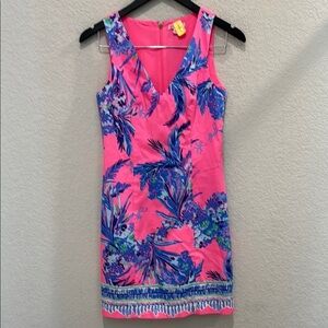 lilly pulitzer Floral Pink Midi Dress Size 0